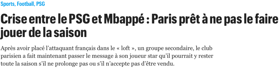 撕破脸？巴黎通牒姆巴佩：不续约整赛季别上场！沙特报价超2.22亿