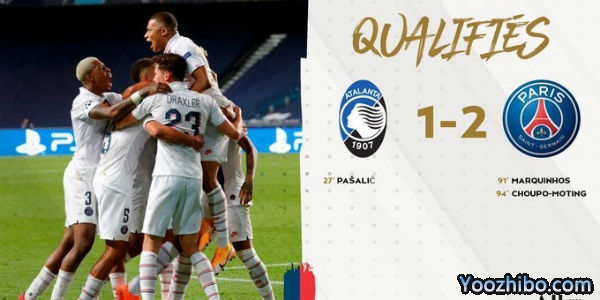 巴黎2-1逆转亚特兰大 率先晋级欧冠四强！