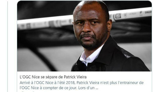 法甲尼斯官方宣布：主帅维埃拉下课