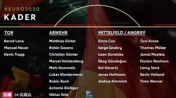 德国队欧洲杯大名单: 穆勒回归, 穆西亚拉入选 肆客足球App
