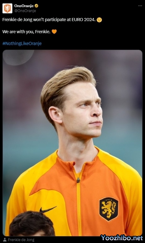 巴萨中场德容无缘今夏欧洲杯 脚踝伤势未愈