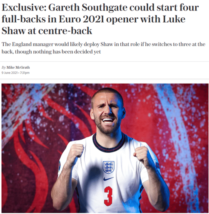 战术天才! 索斯盖特可能在英格兰首战排出4名边卫