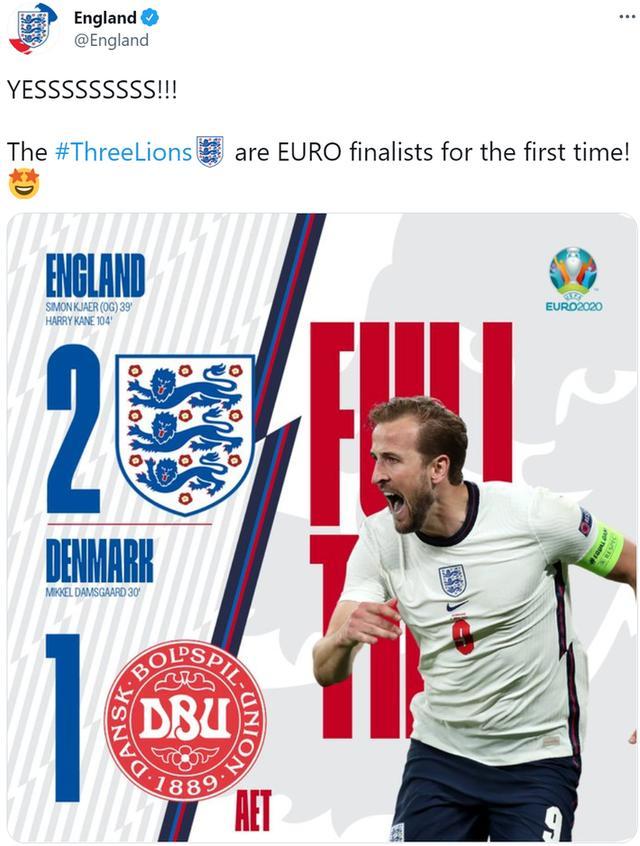 创造历史！英格兰队史首次进入欧洲杯决赛