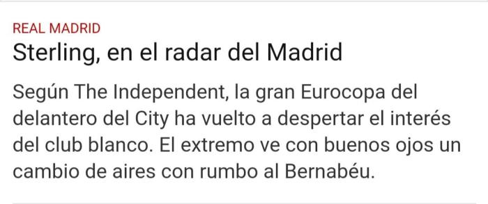 欧洲杯表现出色！独立报：皇马对斯特林兴趣重燃