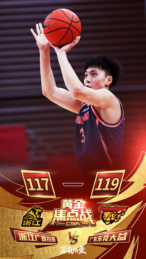 CBA简报：广东119-117力克广厦 马尚34分孙铭徽伤停