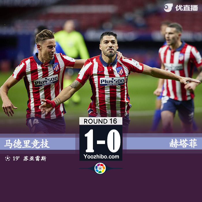 西甲简报：马德里竞技1-0赫塔费 卡拉斯科助攻苏牙雷斯破门