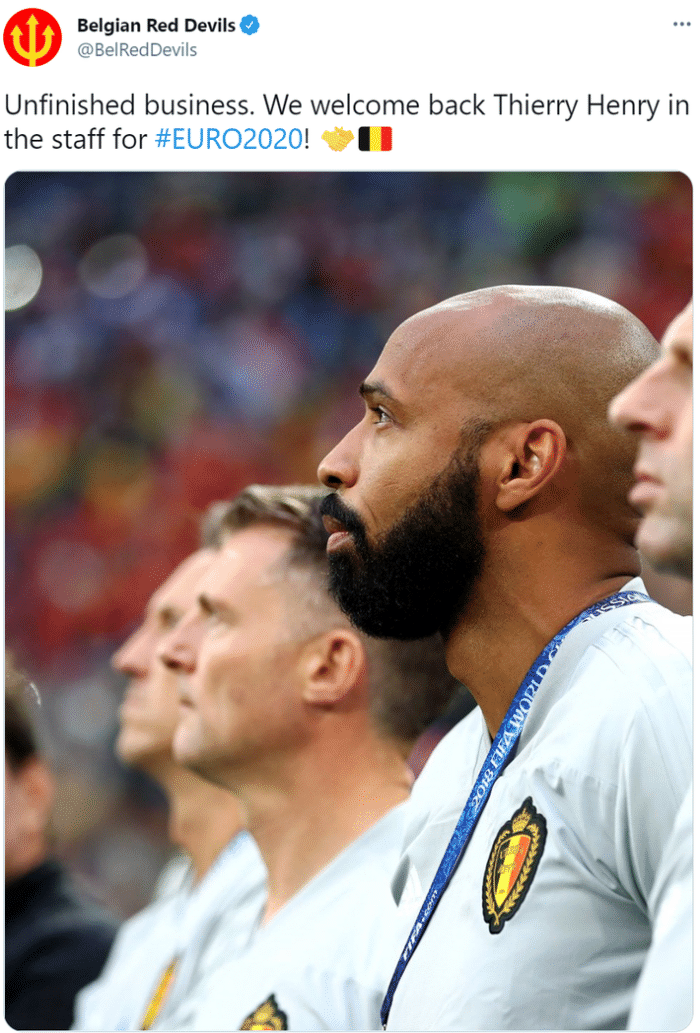 官方: 亨利回归比利时国家队, 将随队征战欧洲杯