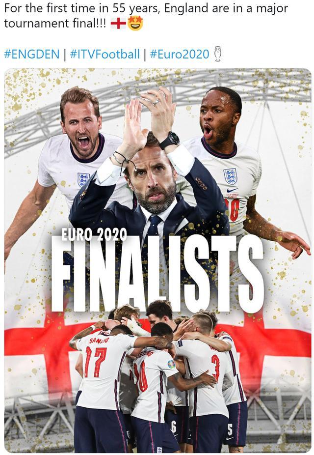 55年！英格兰历史第二次进入国际大赛决赛