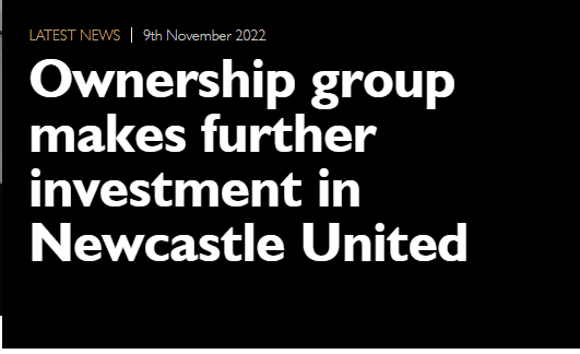 新老板向纽卡注资7040万镑，总计已达4.5亿