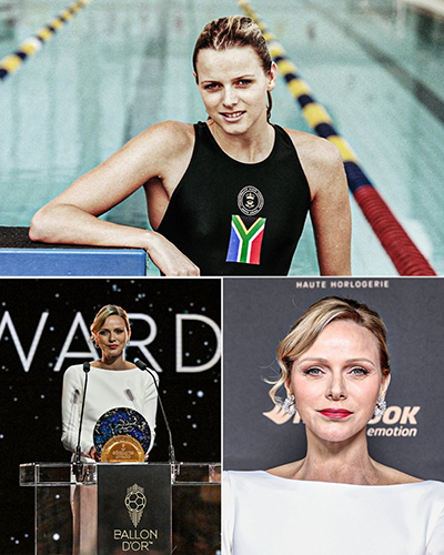 金球颁奖礼亮点！摩纳哥夏琳王妃白裙优雅亮相，曾是南非女子游泳冠军