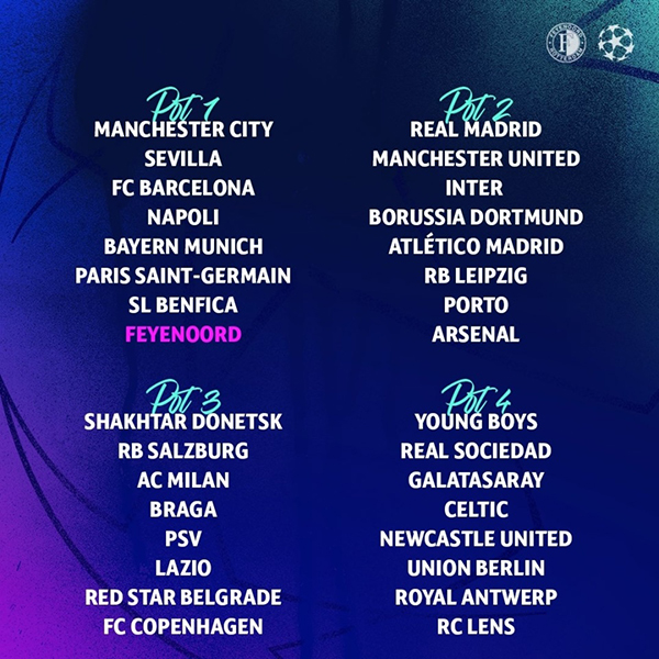 新赛季欧冠32强出炉！抽签仪式将于北京时间9月1日00:00开始