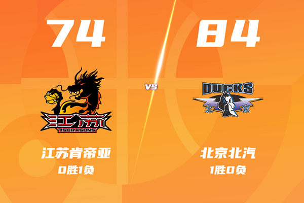北京84-74江苏取开门红，赵睿10分，周琦12+8